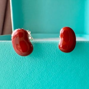 Tiffany & Co Elsa Peretti Red Jasper Bean Earrings BRAND NEW